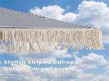 7ft Boho Patio Umbrella with Fringe Tassels, Outdoor Beach Umbrella with Aluminum Pole for Poolside 31024614