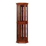 ZUN Corner Curio Cabinet with Lights, Adjustable Tempered Glass Shelves, Mirrored Back, Display 45202248