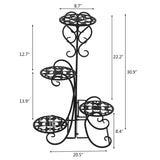4 Potted Rounded Flower Metal Shelves Plant Pot Stand Decoration for Indoor Outdoor Garden Black 69287047