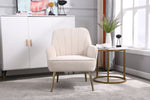 ZUN Modern Mid Century Chair velvet Sherpa Armchair for Living Room Bedroom Office Easy Assemble 88320497