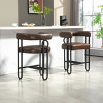 ZUN House Hold Bar Set of 2, Modern Bar Stool with Back, Black Metal Frames, Upholstered Bar W1588P194937