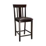 ZUN Black PU Upholstered Set of 2 Counter Height Chairs Espresso Finish Wooden Furniture Kitchen Dining B011P170682
