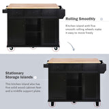 Kitchen Cart with Rubber wood Drop-Leaf Countertop ,Cabinet door internal storage racks,Kitchen 10459641