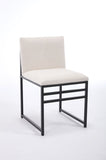Modern Dining Chairs set of 2, Upholstered Linen cushions and backrest with minimalist craft iron W1249P257011