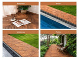 27 PCS Interlocking Deck Tiles Diagonal Pattern, 12" x 12" Acacia Wood Tiles For Patio, Waterproof, W2391P429280