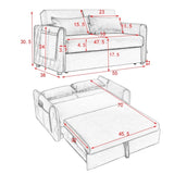 55" Modern Convertible Sofa Bed with 2 Detachable Arm Pockets, Velvet Loveseat Sofa with Pull Out W119363993