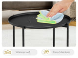 2-Tier Patio Side Table, Outdoor Metal Round Small Coffee Table with Removable Tray, Weather 86168397