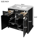 30'' Bathroom Vanity with Ceramic Sink Combo, Solid Wood Frame Bathroom Storage Cabinet, N710P276724B