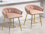 26'' Counter height bar stools Set of 2 kitchen island counter bar stool with hand- wave back,golden W2215P184990