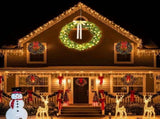 60in Pre-lit Christmas Wreath, Lighted Artificial Xmas Wreath with 220 Warm White Lights and 600 PVC 56857575