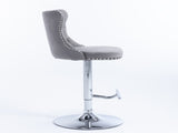 Swivel Velvet Barstools Adjusatble Seat Height from 25-33 Inch, Chrome base Bar Stools with Backs W1143P309419