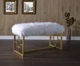 Bagley II White Faux Fur & Gold Finish Bench B2726P278575