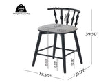 Doria Indoor Wooden Barstool, Black Finish With Grey Upholstery, Set of 2 N775P299416B