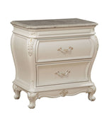 Pearl White 2-Drawer Nightstand with Queen Anne Legs B062P215398