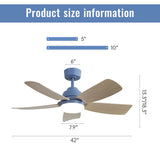 42 Inch Ceiling Fans with LED Light 22W and Remote Control 5 ABS Fan Blades for Bedroom, Living W934P242549