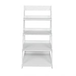 ZUN Wood Plastic 4-Tier Ladder Style Shelf Plant Stand White 01738694