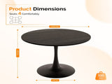 Round Tulip Dining Table, 39.4 Inch Dining Table for 4 People, Melamine Laminated MDF Tabletop with 80710227