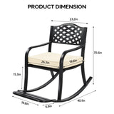 Metal Chair, Outdoor Bench with Cushion, Patio Rocker with Footrest, Weatherproof 64175389