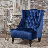 High-Back Velvet Club Chair, Upholstered Wingback Chair, Navy Blue 55038.00NVLTNBL
