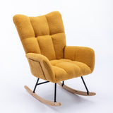 ZUN Rocking Chair Pocket, Soft Teddy Fabric Rocking Chair for Nursery, Comfy Wingback Glider Rocker W137294658