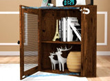 Corner Shelf with Doors, 65" Cabinet with Shelves & Wine Glass Rack, 6 Tier Bookshelf Display T3177P268172