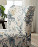 Capa Print Fabric Armless Contemporary Accent Chair, Blue Leaves T2574P164263