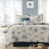 7 Piece Cotton Sateen Comforter Set Blue Queen B03597030