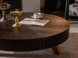 39.37" Retro Round Coffee Table with Storage Space, Suitable for Living Room and Office, Brown W757P379484