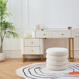 Round Storage Ottoman, Modern Sherpa Footstool, Teddy Vanity Stool with Flip-Top 81702540