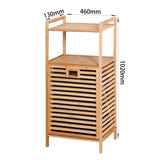 ZUN Bathroom Laundry Basket Bamboo Storage Basket with 2-tier Shelf 17.32 x 13 x 37.8 inch W40934117