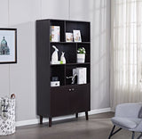 ZUN 67" Bookcase with Doors, 3-tier Bookshelf, Coffee W96539590