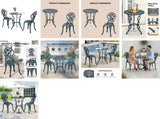 3 PCS Outdoor Set, All-Weather Cast Aluminum Rose Table and Chairs Set of 2, Patio 63577994