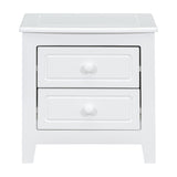2-Drawer Nightstand for Bedroom, Mid Century Retro Bedside Table with Classic Design,White WF308187AAK