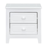 ZUN 2-Drawer Nightstand for Bedroom, Mid Century Retro Bedside Table with Classic Design,White WF308187AAK