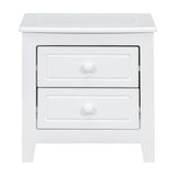 ZUN 2-Drawer Nightstand for Bedroom, Mid Century Retro Bedside Table with Classic Design,White WF308187AAK