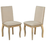 TREXM Set of 4 Dining chairs Wood Upholstered Fabirc Dining Room Chairs with Nailhead WF291264AAE