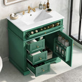 30" Bathroom Vanity with Sink, One Tip-out Drawer, Three Drawers, Door Shelf, Soft Closing Door, N759P227429G