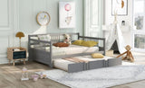 ZUN Full Size Daybed Wood Bed with Twin Size Trundle,Gray 12088793