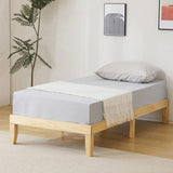 Simple & Sturdy Twin Bed Frame Painted Pine Wood, Natural Finish 23136377