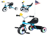 Toddler Tricycle with Rainbow LED Wheels, Foldable 3-in-1 Balance Bike with Carbon Steel Frame, 53048540