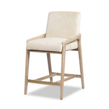 Arizona 25.5" Solid Ash Wood Upholstered Counter Stool with Rope Detail, Crme de la Crme White B2719P238401