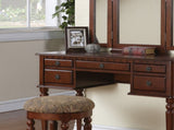 Bedroom Contemporary Vanity Set w Foldable Mirror Stool Drawers Cherry Color HS00F4071-ID-AHD