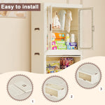 ZUN Portable Wardrobe Closet Storage Organizer for Clothes,Clothes Dresser, Magnetic Doors with 4 Cubes 68589132