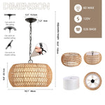 ZUN Farmhouse Pendant Light with Adjustable Height, Boho Woven Jute Rope Hanging Ceiling Light Fixture, W1340P241301