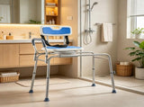 Sliding Shower Chair with Swivel Seat, 400 lbs Tub Transfer Bench with Padded Arms & Backrest, 83323186