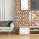 48 Pcs Hexagon Peel And Stick Backsplash Tile, Stick On Backsplash For Kitchen And Bathroom, Wood 45549744