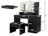 Large Vanity Set with 10 LED Bulbs, Makeup Table with Cushioned Stool, 3 Storage Shelves 1 Drawer 1 67872375
