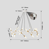 White & Golden Modern Chandelier Light Fixture, Branch Design with Frosted Tubes, Black Cords, W1340P233170