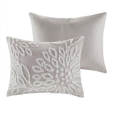 Full/Queen 3 Piece Tufted Cotton Chenille Floral Duvet Cover Set B035129184