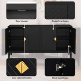 4-Door Sideboard Storage Cabinet for Living Room and Dining Room, Two Large Cabinets with Gold N759P192449B